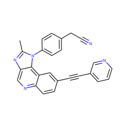 Cc1nc2cnc3ccc(C#Cc4cccnc4)cc3c2n1-c1ccc(CC#N)cc1 ZINC000029127408