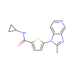 Cc1nc2cnccc2n1-c1ccc(C(=O)NC2CC2)s1 ZINC000169701612