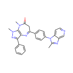 Cc1nc2cnccc2n1-c1ccc(C2=Nc3c(-c4ccccc4)nn(C)c3N(C)C(=O)C2)cc1 ZINC000100041391