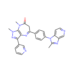 Cc1nc2cnccc2n1-c1ccc(C2=Nc3c(-c4cccnc4)nn(C)c3N(C)C(=O)C2)cc1 ZINC000000576812