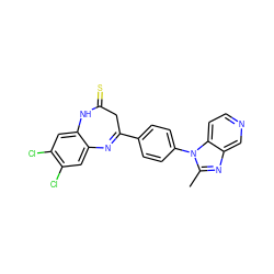 Cc1nc2cnccc2n1-c1ccc(C2=Nc3cc(Cl)c(Cl)cc3NC(=S)C2)cc1 ZINC000013743144