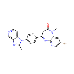 Cc1nc2cnccc2n1-c1ccc(C2=Nc3ncc(Br)cc3N(C)C(=O)C2)cc1 ZINC000013743166