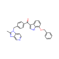 Cc1nc2cnccc2n1Cc1ccc(C(=O)c2c[nH]c3c(OCc4ccccc4)cccc23)cc1 ZINC000013776711