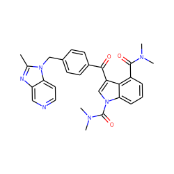 Cc1nc2cnccc2n1Cc1ccc(C(=O)c2cn(C(=O)N(C)C)c3cccc(C(=O)N(C)C)c23)cc1 ZINC000013776629