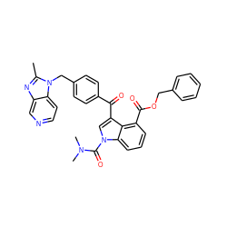 Cc1nc2cnccc2n1Cc1ccc(C(=O)c2cn(C(=O)N(C)C)c3cccc(C(=O)OCc4ccccc4)c23)cc1 ZINC000028088404