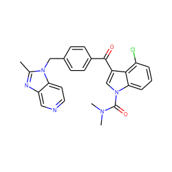 Cc1nc2cnccc2n1Cc1ccc(C(=O)c2cn(C(=O)N(C)C)c3cccc(Cl)c23)cc1 ZINC000013776636