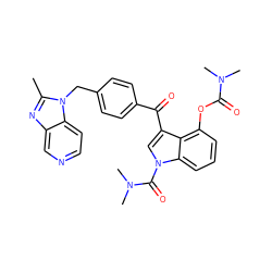 Cc1nc2cnccc2n1Cc1ccc(C(=O)c2cn(C(=O)N(C)C)c3cccc(OC(=O)N(C)C)c23)cc1 ZINC000001484854