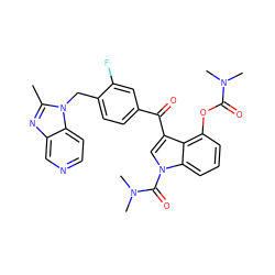 Cc1nc2cnccc2n1Cc1ccc(C(=O)c2cn(C(=O)N(C)C)c3cccc(OC(=O)N(C)C)c23)cc1F ZINC000001484853