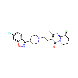 Cc1nc2n(c(=O)c1CCN1CCC(c3noc4cc(F)ccc34)CC1)CCC[C@@H]2Cl ZINC001772579445