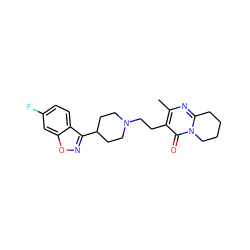 Cc1nc2n(c(=O)c1CCN1CCC(c3noc4cc(F)ccc34)CC1)CCCC2 ZINC000000538312