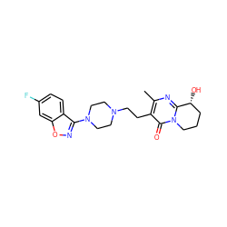 Cc1nc2n(c(=O)c1CCN1CCN(c3noc4cc(F)ccc34)CC1)CCC[C@H]2O ZINC001772601244