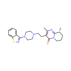 Cc1nc2n(c(=O)c1CCN1CCN(c3nsc4ccccc34)CC1)CCC[C@H]2F ZINC001772628827