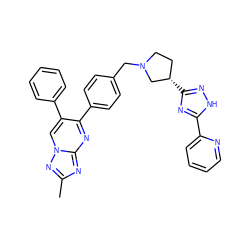 Cc1nc2nc(-c3ccc(CN4CC[C@H](c5n[nH]c(-c6ccccn6)n5)C4)cc3)c(-c3ccccc3)cn2n1 ZINC000166392239