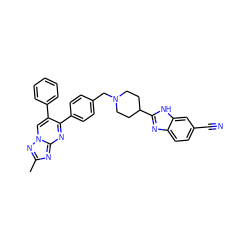 Cc1nc2nc(-c3ccc(CN4CCC(c5nc6ccc(C#N)cc6[nH]5)CC4)cc3)c(-c3ccccc3)cn2n1 ZINC000166557152