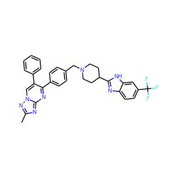 Cc1nc2nc(-c3ccc(CN4CCC(c5nc6ccc(C(F)(F)F)cc6[nH]5)CC4)cc3)c(-c3ccccc3)cn2n1 ZINC000166691513