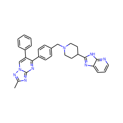 Cc1nc2nc(-c3ccc(CN4CCC(c5nc6cccnc6[nH]5)CC4)cc3)c(-c3ccccc3)cn2n1 ZINC000168188954