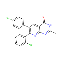 Cc1nc2nc(-c3ccccc3Cl)c(-c3ccc(Cl)cc3)cc2c(=O)[nH]1 ZINC000040878062