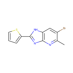 Cc1nc2nc(-c3cccs3)[nH]c2cc1Br ZINC000018152766