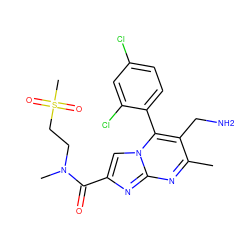 Cc1nc2nc(C(=O)N(C)CCS(C)(=O)=O)cn2c(-c2ccc(Cl)cc2Cl)c1CN ZINC000058582050