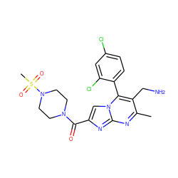 Cc1nc2nc(C(=O)N3CCN(S(C)(=O)=O)CC3)cn2c(-c2ccc(Cl)cc2Cl)c1CN ZINC000058582046