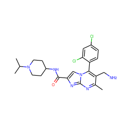 Cc1nc2nc(C(=O)NC3CCN(C(C)C)CC3)cn2c(-c2ccc(Cl)cc2Cl)c1CN ZINC000058574986