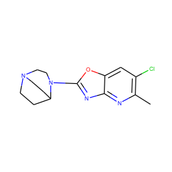 Cc1nc2nc(N3CCN4CCC3CC4)oc2cc1Cl ZINC000045387954