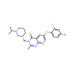 Cc1nc2ncc(Oc3ccc(Br)cc3F)cc2c(=O)n1C[C@H]1CCCN(C(C)C)C1 ZINC000073296999