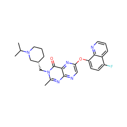 Cc1nc2ncc(Oc3ccc(F)c4cccnc34)nc2c(=O)n1C[C@H]1CCCN(C(C)C)C1 ZINC000073311314