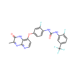 Cc1nc2nccc(Oc3ccc(NC(=O)Nc4cc(C(F)(F)F)ccc4F)c(F)c3)c2[nH]c1=O ZINC000058540976