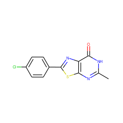 Cc1nc2sc(-c3ccc(Cl)cc3)nc2c(=O)[nH]1 ZINC000299861383