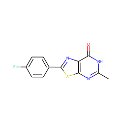 Cc1nc2sc(-c3ccc(F)cc3)nc2c(=O)[nH]1 ZINC000114319031