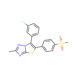 Cc1nc2sc(-c3ccc(S(C)(=O)=O)cc3)c(-c3cccc(F)c3)n2n1 ZINC000027711096