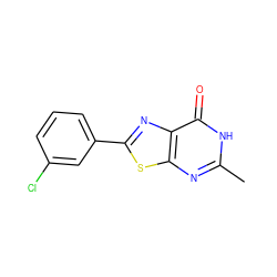 Cc1nc2sc(-c3cccc(Cl)c3)nc2c(=O)[nH]1 ZINC000299861942