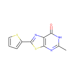 Cc1nc2sc(-c3cccs3)nc2c(=O)[nH]1 ZINC000299862712