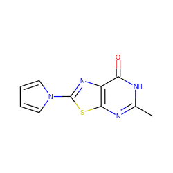 Cc1nc2sc(-n3cccc3)nc2c(=O)[nH]1 ZINC000299854533