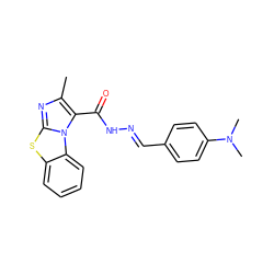 Cc1nc2sc3ccccc3n2c1C(=O)N/N=C/c1ccc(N(C)C)cc1 ZINC000653813142