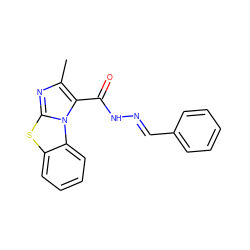 Cc1nc2sc3ccccc3n2c1C(=O)N/N=C/c1ccccc1 ZINC000653813209