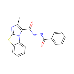 Cc1nc2sc3ccccc3n2c1C(=O)NNC(=O)c1ccccc1 ZINC000653802223