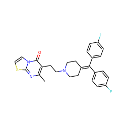 Cc1nc2sccn2c(=O)c1CCN1CCC(=C(c2ccc(F)cc2)c2ccc(F)cc2)CC1 ZINC000000538314