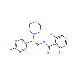 Cc1ncc([C@@H](CNC(=O)c2c(Cl)cccc2Cl)N2CCOCC2)cn1 ZINC000207632513