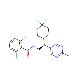 Cc1ncc([C@@H](CNC(=O)c2c(F)cccc2Cl)C2CCC(F)(F)CC2)cn1 ZINC000217374879