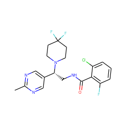 Cc1ncc([C@@H](CNC(=O)c2c(F)cccc2Cl)N2CCC(F)(F)CC2)cn1 ZINC000207701309