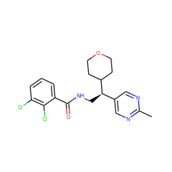 Cc1ncc([C@@H](CNC(=O)c2cccc(Cl)c2Cl)C2CCOCC2)cn1 ZINC000217373800