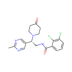 Cc1ncc([C@@H](CNC(=O)c2cccc(Cl)c2Cl)N2CCC(=O)CC2)cn1 ZINC000207649143