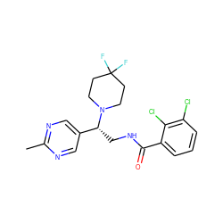 Cc1ncc([C@@H](CNC(=O)c2cccc(Cl)c2Cl)N2CCC(F)(F)CC2)cn1 ZINC000207632192