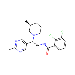 Cc1ncc([C@@H](CNC(=O)c2cccc(Cl)c2Cl)N2CCC[C@H](C)C2)cn1 ZINC000217087321