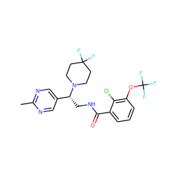 Cc1ncc([C@@H](CNC(=O)c2cccc(OC(F)(F)F)c2Cl)N2CCC(F)(F)CC2)cn1 ZINC000207676467