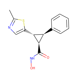 Cc1ncc([C@@H]2[C@@H](c3ccccc3)[C@H]2C(=O)NO)s1 ZINC000103251567