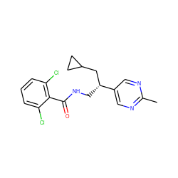 Cc1ncc([C@H](CNC(=O)c2c(Cl)cccc2Cl)CC2CC2)cn1 ZINC000207684976