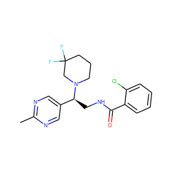 Cc1ncc([C@H](CNC(=O)c2ccccc2Cl)N2CCCC(F)(F)C2)cn1 ZINC001772573053